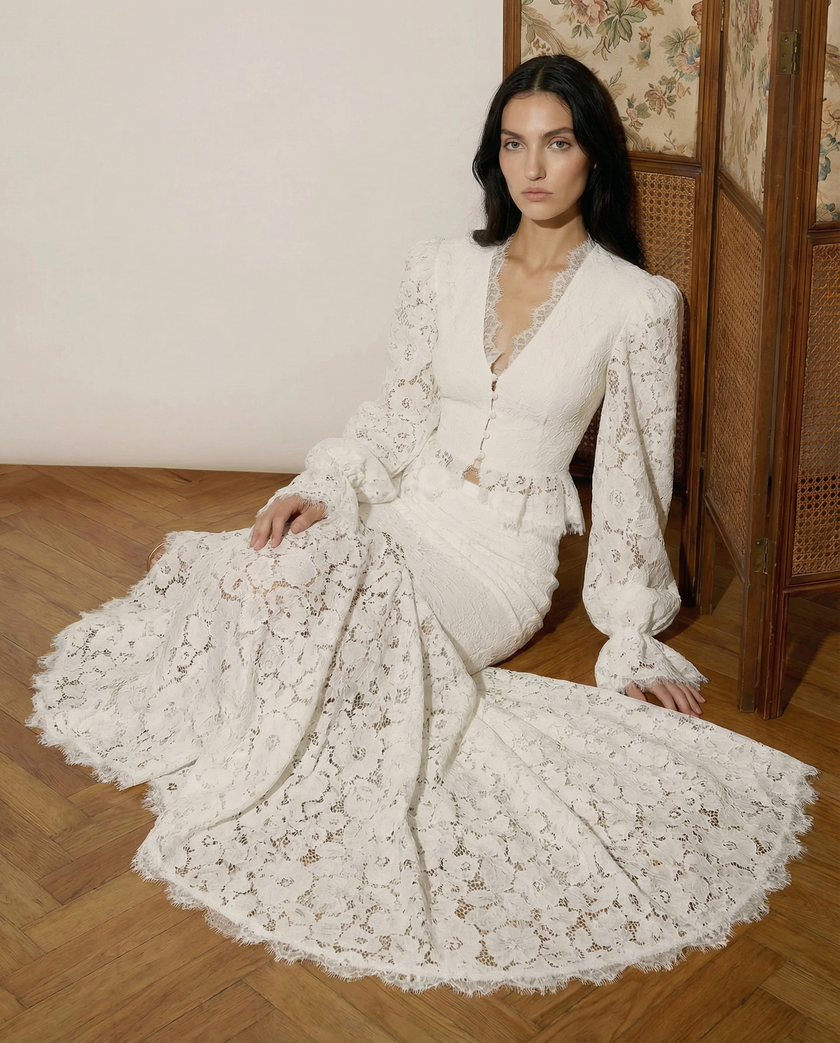 Elara Sculpted Lace Mermaid Gown NOJESSIA