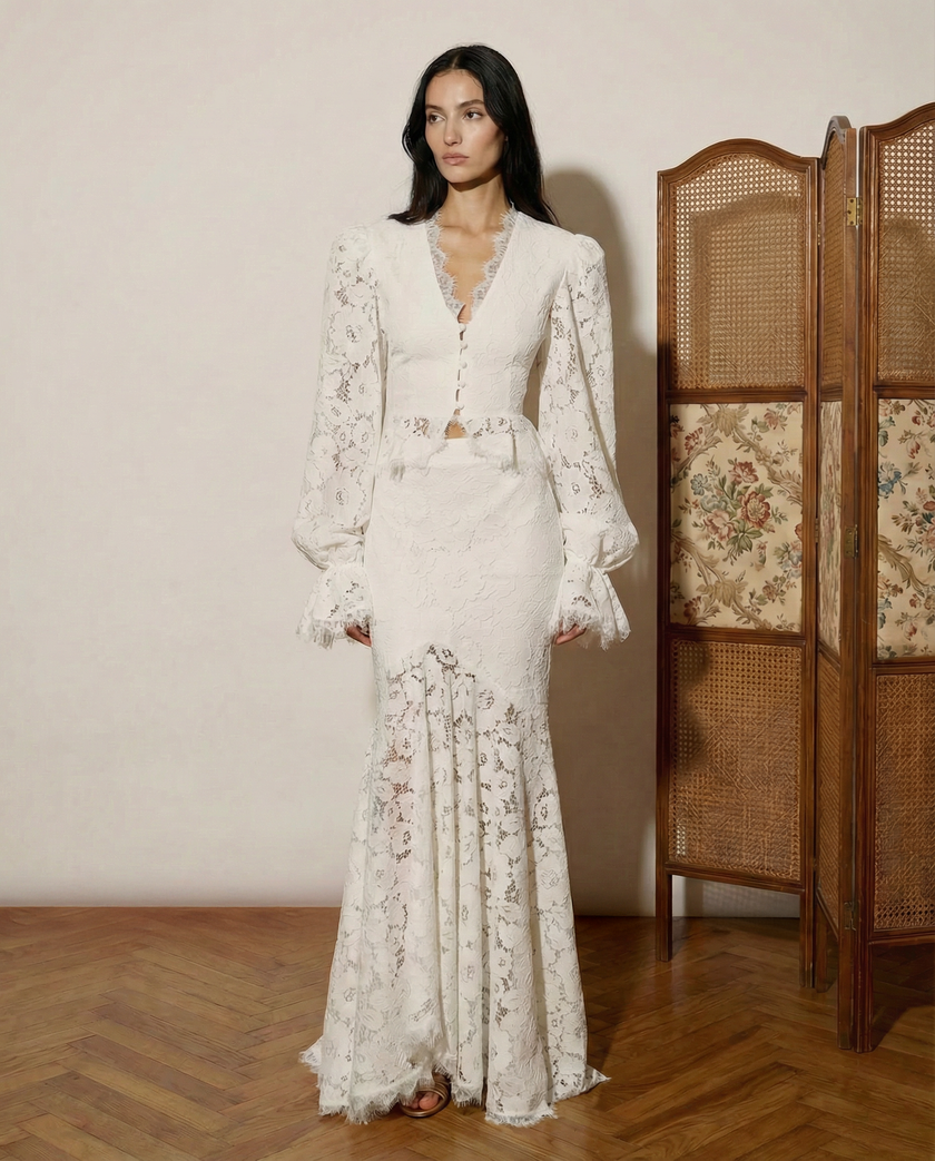 Elara Sculpted Lace Mermaid Gown NOJESSIA