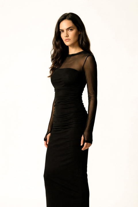 Noir Veil Sculpt Dress