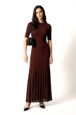 Wine Elan Pleated Dress - XS | NOJESSIA